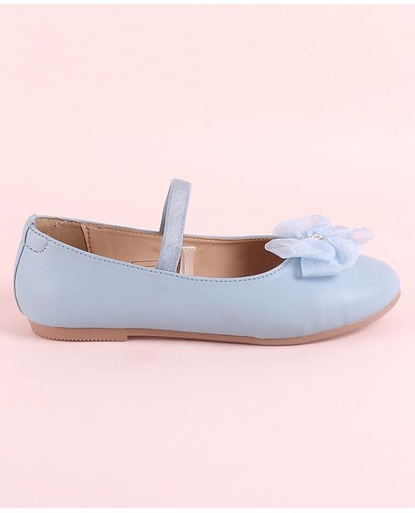 Pine Kids Slip On Ballerina with Bow Applique - Sky Blue