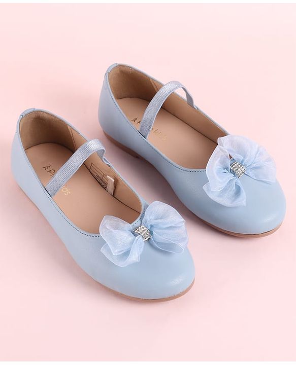 Pine Kids Slip On Ballerina with Bow Applique - Sky Blue