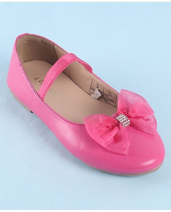 Pine Kids Slip On Ballerina with Bow Applique - Pink