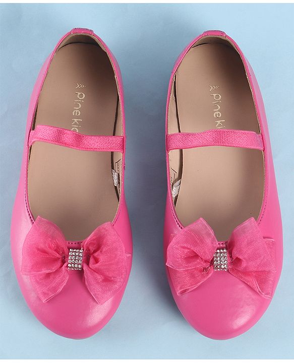 Pine Kids Slip On Ballerina with Bow Applique - Pink