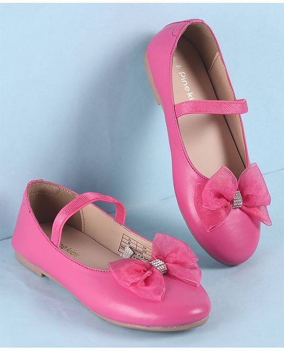 Pine Kids Slip On Ballerina with Bow Applique - Pink