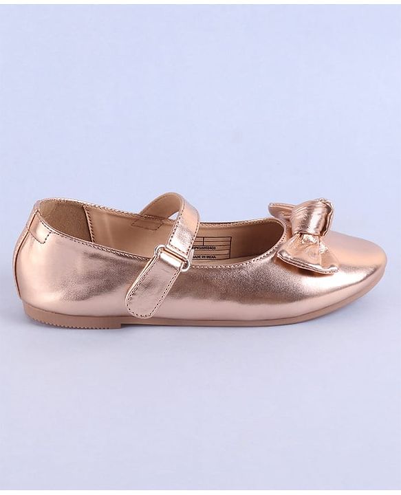 Pine Kids Velcro Closure Ballerina with Bow Applique - Golden