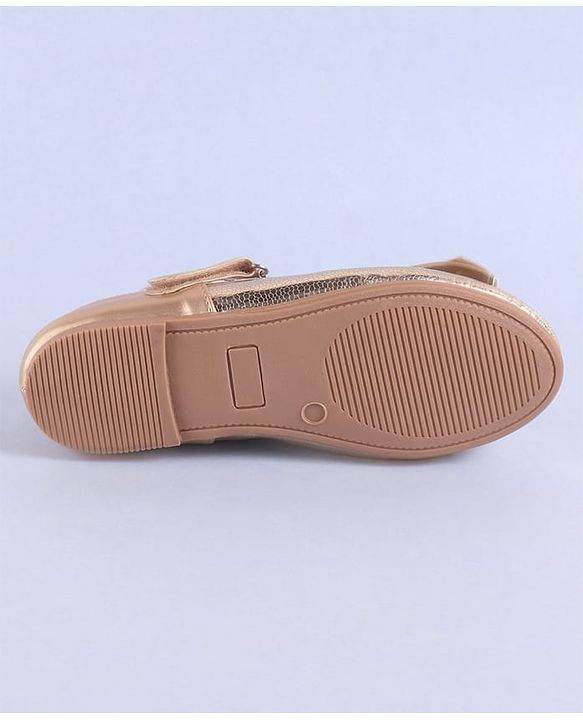 Pine Kids Velcro Closure Ballerina with Bow Applique - Rose Gold