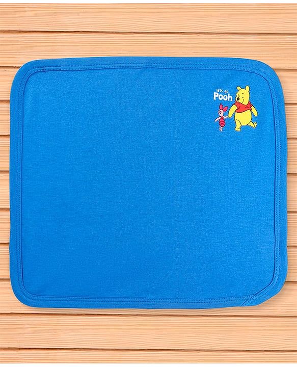 Babyhug Disney Interlock Knit Wash Cloth with Winnie the Poo Graphic L 28 X B 28 cm Pack of 3 - Green Blue & White