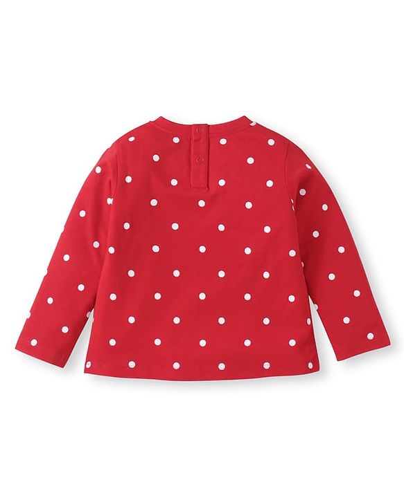 Babyhug Disney Single Jersey Knit Full Sleeves Night Suit With Minnie Mouse Graphics - Red