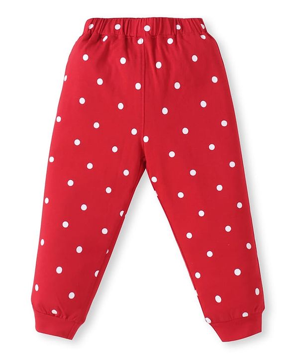 Babyhug Disney Single Jersey Knit Full Sleeves Night Suit With Minnie Mouse Graphics - Red
