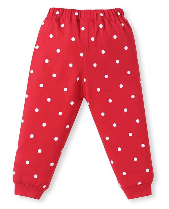 Babyhug Disney Single Jersey Knit Full Sleeves Night Suit With Minnie Mouse Graphics - Red