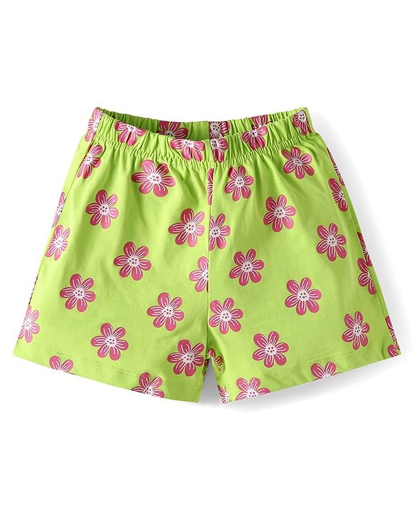 Babyhug Cotton Knit Frill Sleeves Night Suit with Bunny Print - Green
