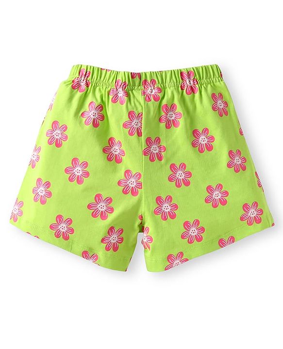Babyhug Cotton Knit Frill Sleeves Night Suit with Bunny Print - Green