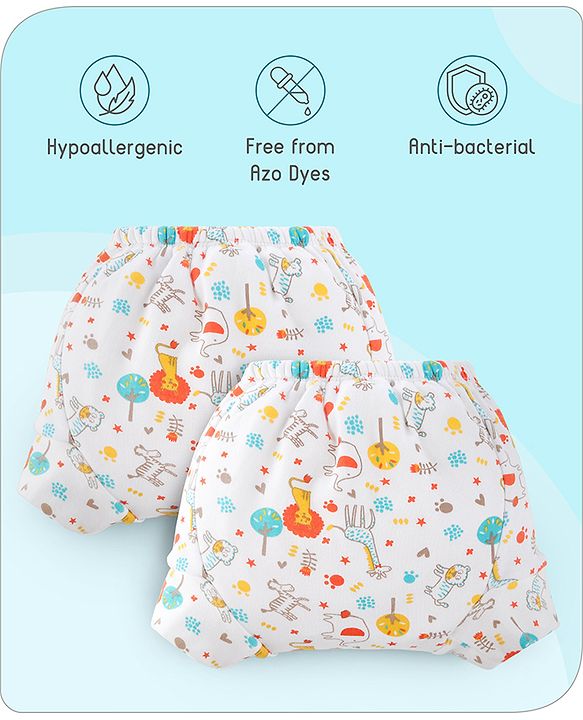 Babyhug 100% Cotton Reusable Potty Training Pull Up Padded Pants Pack of 6 Size 0 (9 - 12 months) - Multicolour