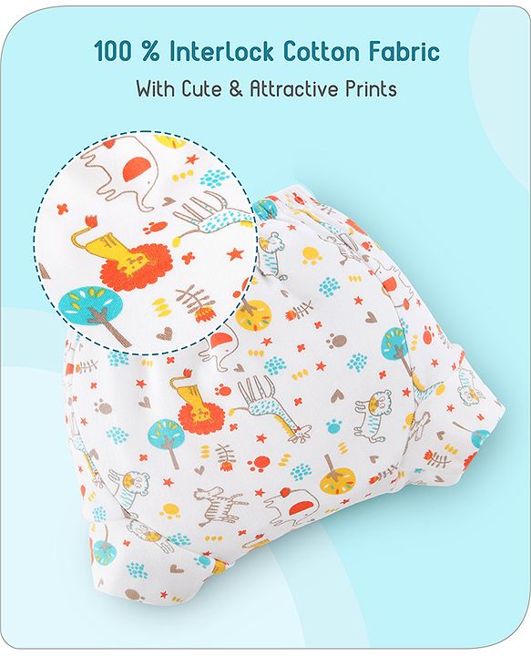 Babyhug 100% Cotton Reusable Potty Training Pull Up Padded Pants Pack of 6 Size 0 (9 - 12 months) - Multicolour
