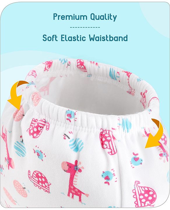 Babyhug 100% Cotton Reusable Giraffe Print Potty Training Pull Up Padded Pants Pack of 1 - Size 0 (9 - 12 months) - Pink