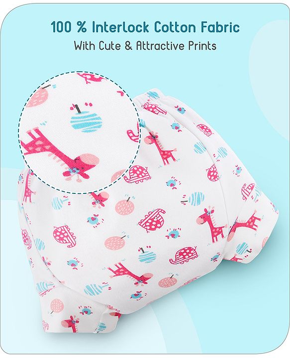 Babyhug 100% Cotton Reusable Giraffe Print Potty Training Pull Up Padded Pants Pack of 1 - Size 0 (9 - 12 months) - Pink
