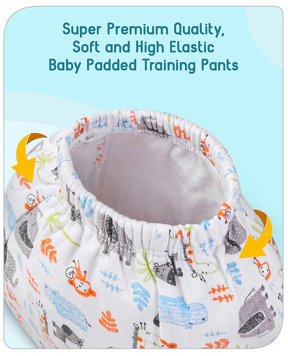Babyhug 100% Cotton Padded Underwear Training Diapers Animals Print Pack of 3 Size 2 - Multicolor