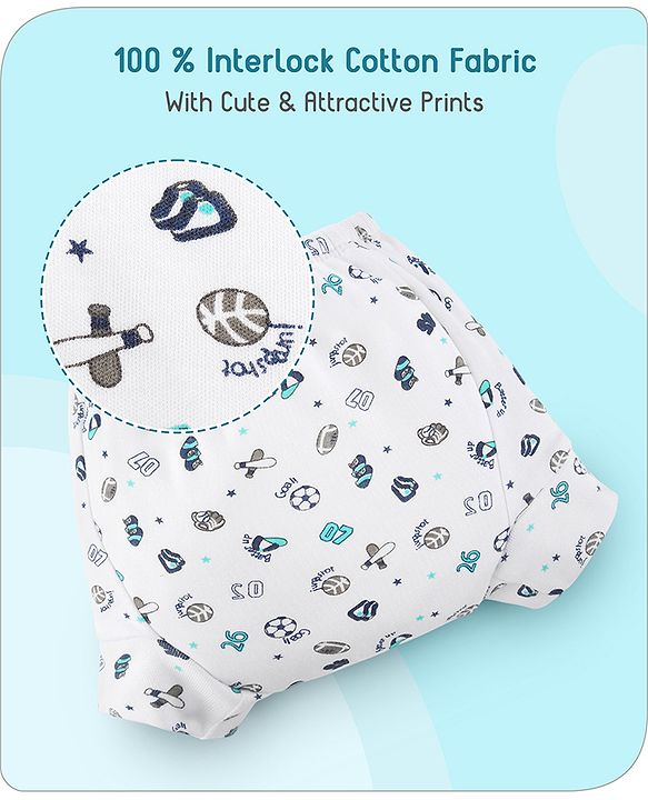 Babyhug 100% Cotton Padded Underwear Training Diapers Animals Print Pack of 3 Size 2 - Multicolor
