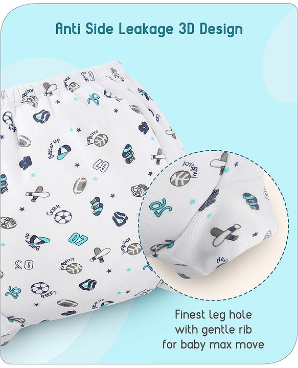 Babyhug 100% Cotton Padded Underwear Training Diapers Animals Print Pack of 3 Size 2 - Multicolor