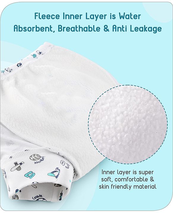 Babyhug 100% Cotton Padded Underwear Training Diapers Animals Print Pack of 3 Size 2 - Multicolor
