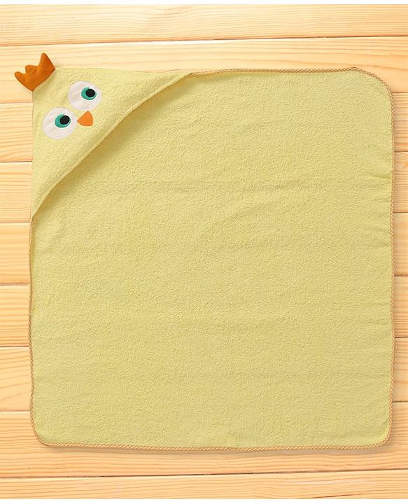 Babyhug Terry Woven Hooded Wrapper with Chick Applique L 73 x B 71 cm - Yellow