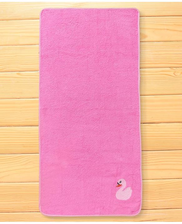 Babyhug Cotton Terry Woven Bath Towel With Duck Embroidery L 98 x B 48 cm - Pink