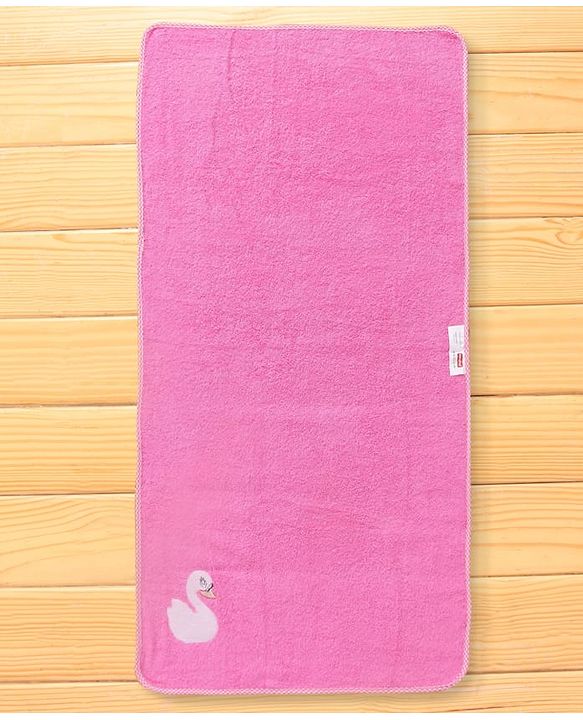 Babyhug Cotton Terry Woven Bath Towel With Duck Embroidery L 98 x B 48 cm - Pink