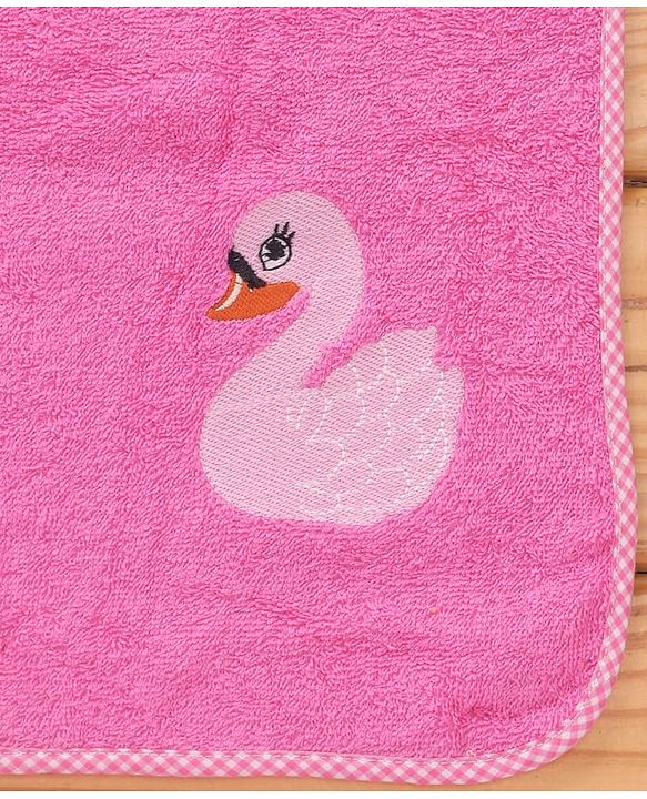 Babyhug Cotton Terry Woven Bath Towel With Duck Embroidery L 98 x B 48 cm - Pink