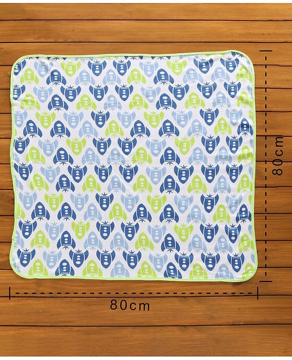 Babyhug 100% Cotton Wrapper Pack of 3 - Green & Blue