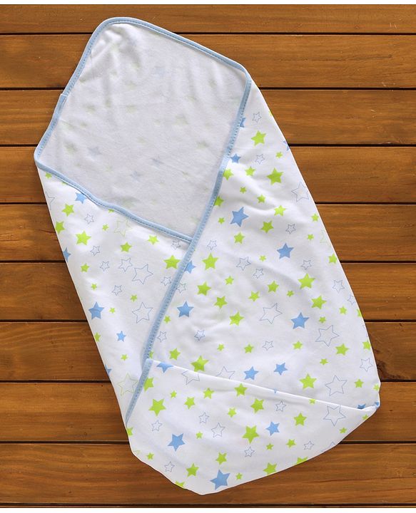 Babyhug 100% Cotton Wrapper Pack of 3 - Green & Blue