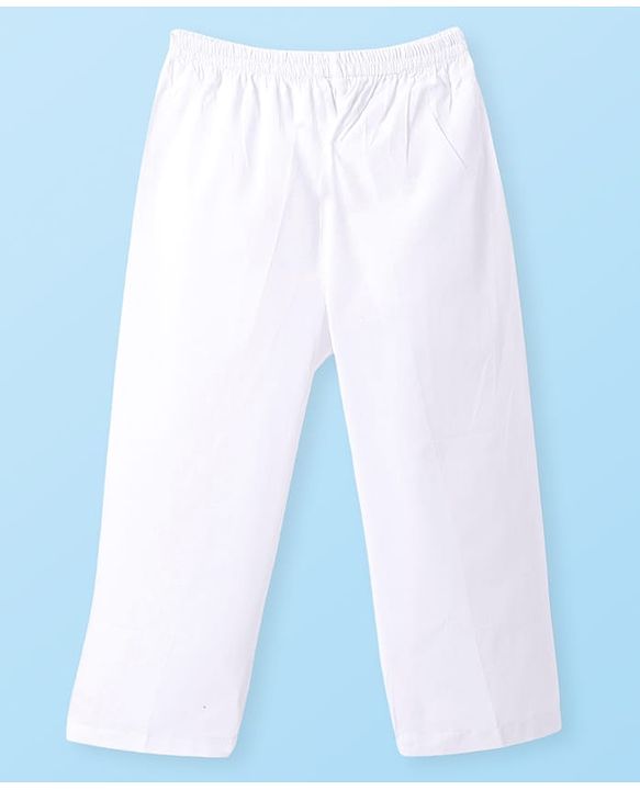 Babyhug Cotton Woven Full Sleeves Kurta & Pyjama Set With Embroidery - White