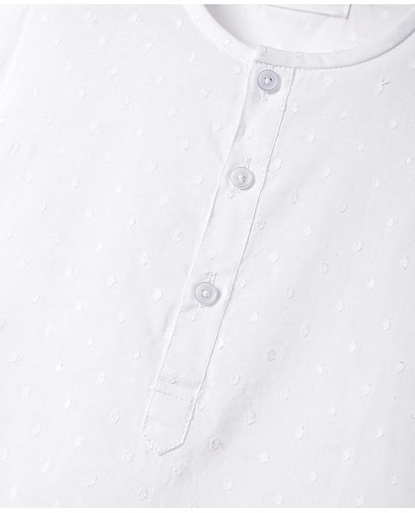Babyhug Cotton Woven Full Sleeves Kurta & Pyjama Set With Embroidery - White