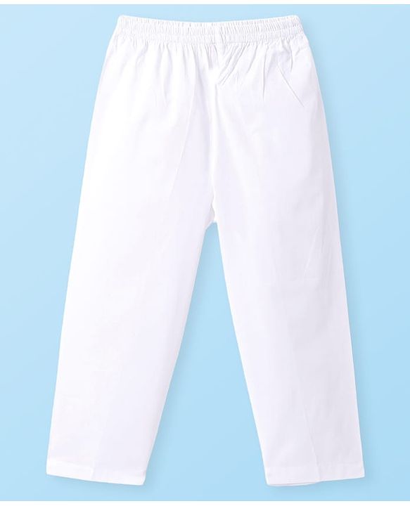 Babyhug Cotton Woven Full Sleeves Kurta & Pyjama Set With Embroidery - White