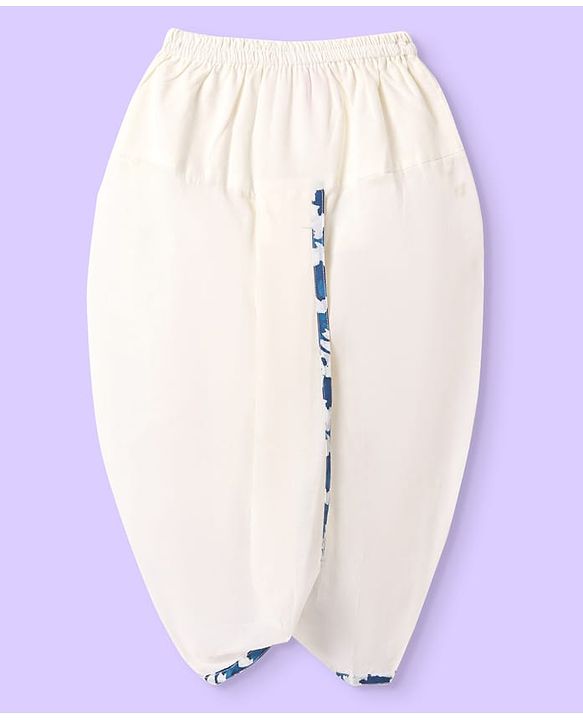Babyhug Cotton Woven Full Sleeves Kurta Dhoti Set With Floral Print - White