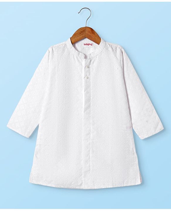 Babyhug Cotton Woven Full Sleeves Embroidered Kurta Dhoti Set - White