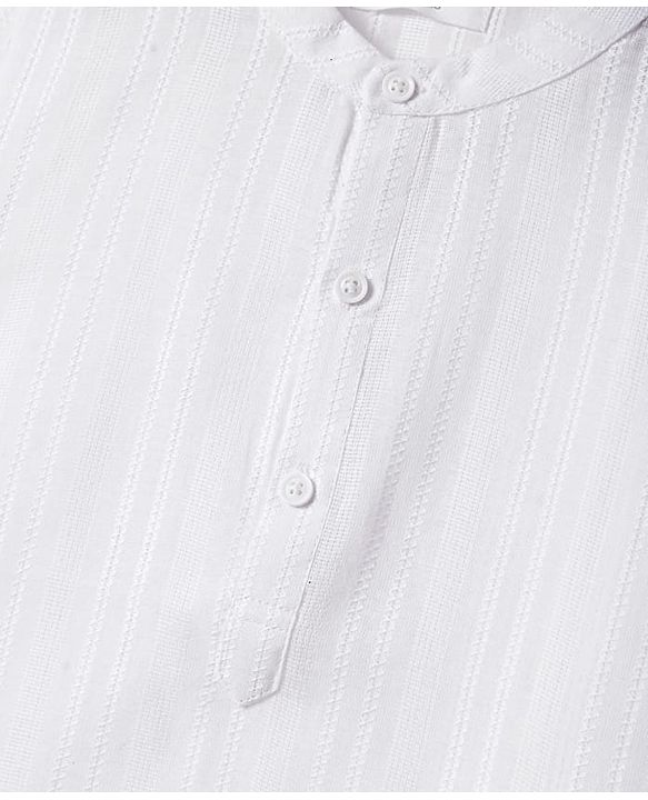 Babyhug Cotton Woven Full Sleeves Textured Kurta Dhoti Set - White