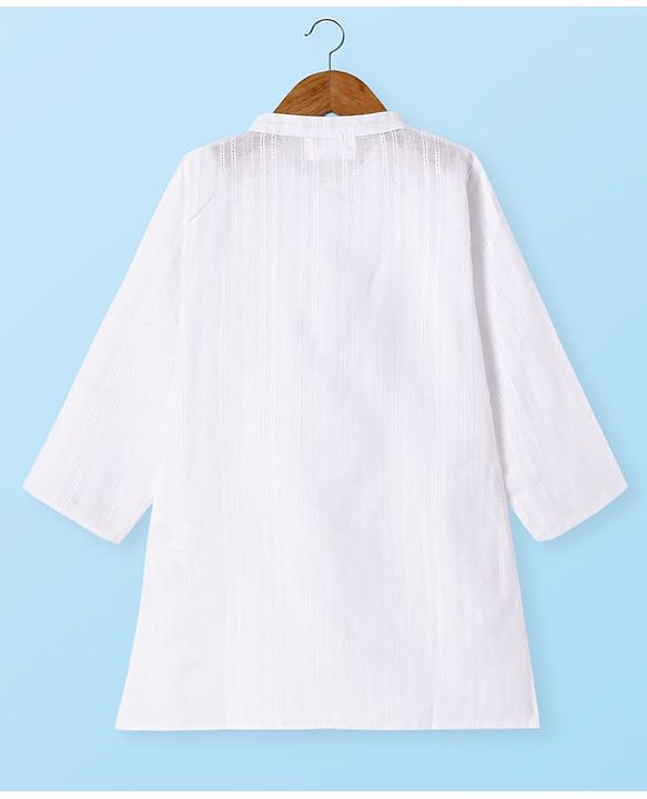 Babyhug Cotton Woven Full Sleeves Textured Kurta Dhoti Set - White