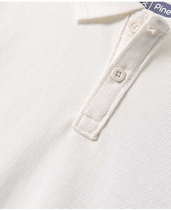 Pine Kids Cotton Knit Half Sleeves Solid Color Polo T-Shirt - White