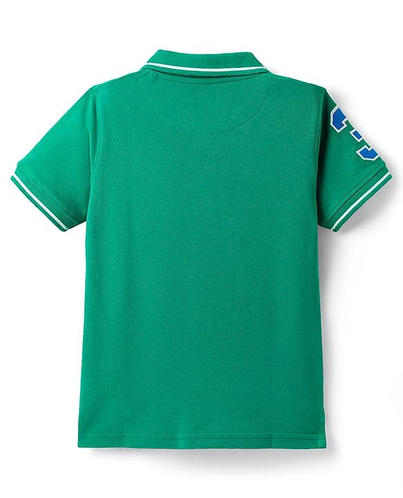 Pine Kids Cotton Knit Half Sleeves Polo T-Shirt with Number Embroidery - Light Pink