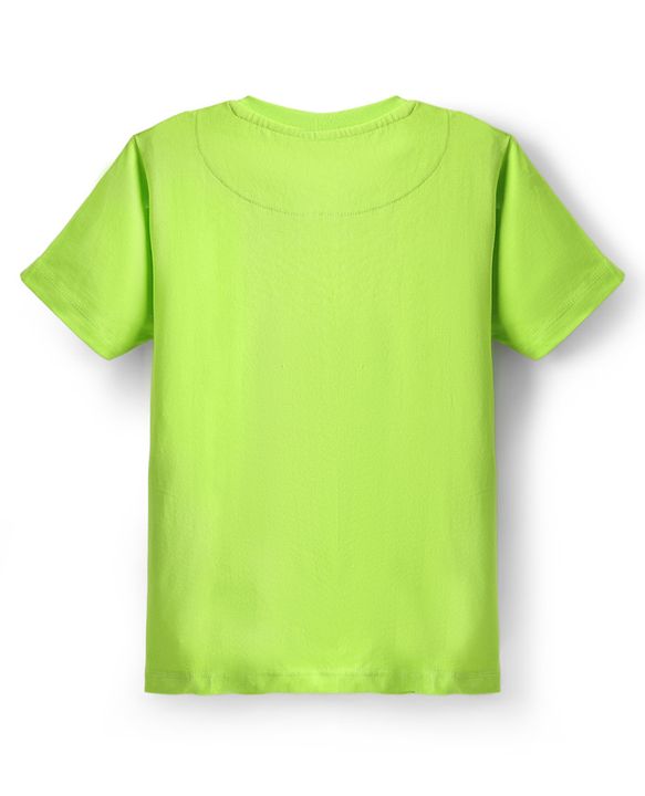 Pine Kids Single Jersey Knit Half Sleeves Shorts Night Suit with Super Racer Text Print - Limegreen