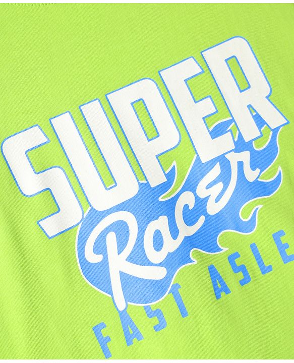Pine Kids Single Jersey Knit Half Sleeves Shorts Night Suit with Super Racer Text Print - Limegreen