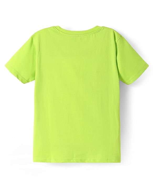 Pine Kids Single Jersey Knit Half Sleeves Palm Tree Printed Shorts Night Suit - Limegreen & Blue