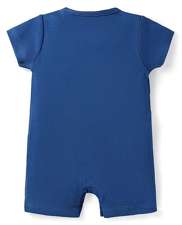 Babyhug 100% Cotton Knit Half Sleeves Romper with Stripes & Animal Print Pack of 2 - White & Navy Blue