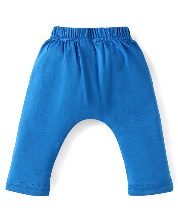 Babyhug Interlock Knit Full Length Diaper Pants with Stripes & Text Print Pack of 3 - Blue