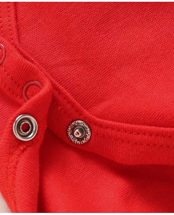 Babyhug 100% Cotton Knit Half Sleeves Collared Onesie with Bear Print - Red