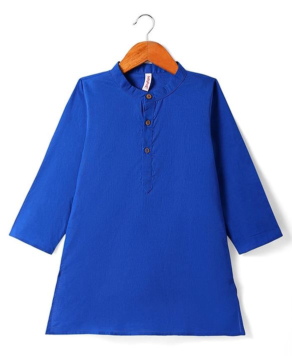 Babyhug Cotton Woven Full Sleeves  Kurta Dhoti Set with Motif Printed Waistcoat - Blue