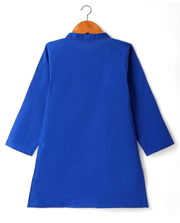 Babyhug Cotton Woven Full Sleeves  Kurta Dhoti Set with Motif Printed Waistcoat - Blue