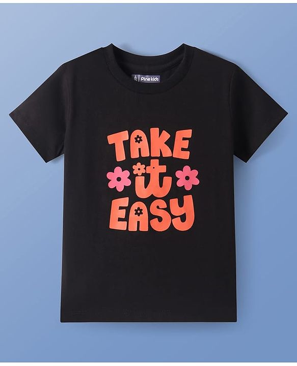 Pine Kids Cotton Knit Half Sleeves T-Shirts with Text Print Pack of 5 - Multicolor