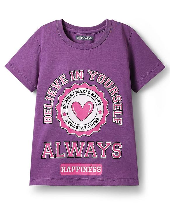 Pine Kids Cotton Knit Half Sleeves T-Shirts with Text Print Pack of 5 - Multicolor