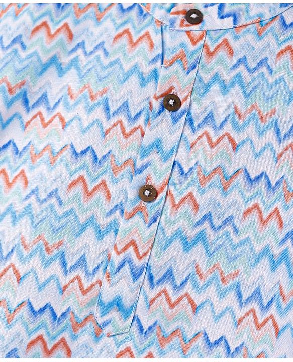 Babyhug Cotton Woven Full Sleeves Kurta Dhoti Set With Abstract Print- Blue