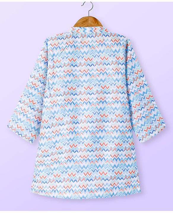 Babyhug Cotton Woven Full Sleeves Kurta Dhoti Set With Abstract Print- Blue