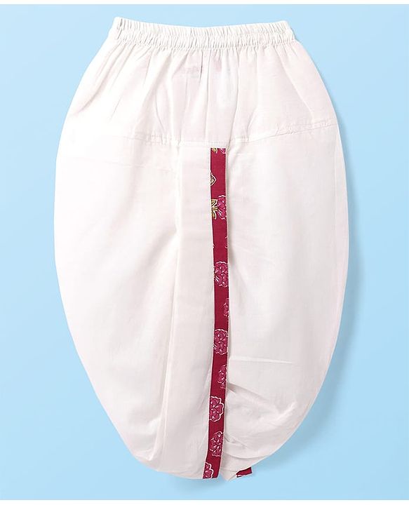 Babyhug Cotton Woven Full Sleeves Kurta Dhoti Set With Floral Print - Fuchsia