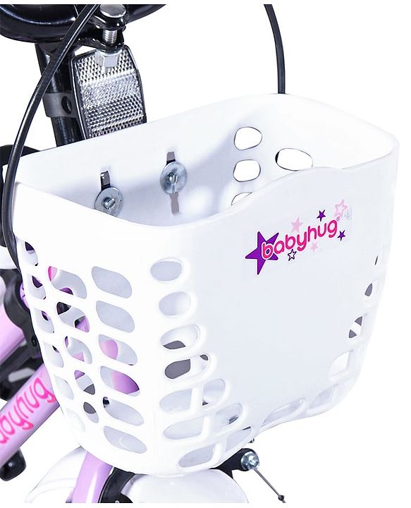 Babyhug Speedy Bicycle With Bell - Pink White| Storage Basket| Durable Brake